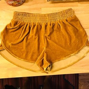 Velvet Mustard yellow dolphin shorts